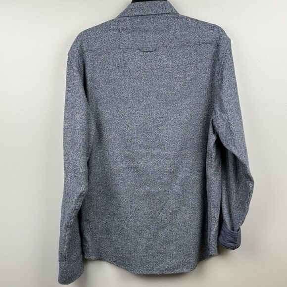 Nickel & Iron Men’s Large Button Front Blue Mottled Long Sleeve Shirt Cuff - Picture 7 of 8